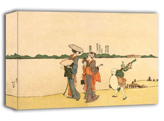Women and Children Walking Along the Sumida River, Hokusai - obraz na płótnie 100x70 cm Inny producent