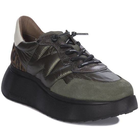 Wonders Sneakersy damskie na platformie Alga Khaki Plomo-39 Inna marka