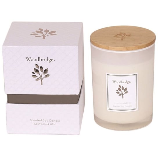 Woodbridge świeca zapachowa sojowa w szkle 270 g pudełko - Cashmere & Lilac Woodbridge Candle