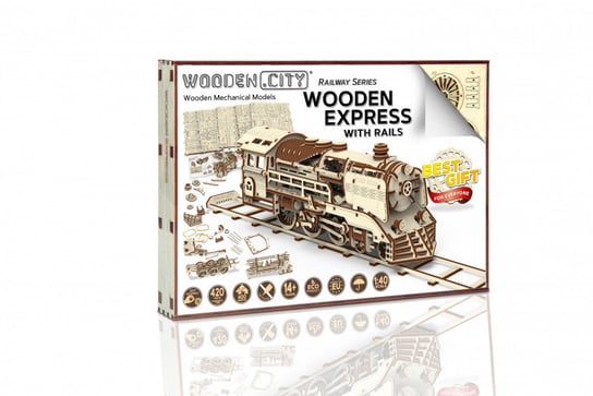 Wooden.City, puzzle 3D Lokomotywa i tory kolejowe Wooden.City