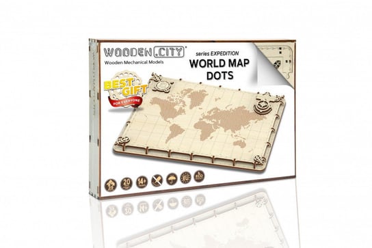 Wooden.City, puzzle 3D Mapa świata Expedition Series Kropki Wooden.City