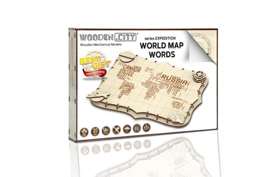 Wooden.City, puzzle 3D Mapa świata Expedition Series Słowa Wooden.City
