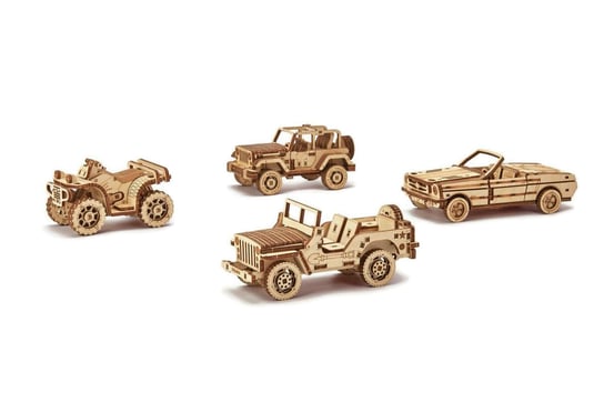 WoodTrick, puzzle mechaniczne 3D Kolekcjonerski zestaw samochodów Wood Trick