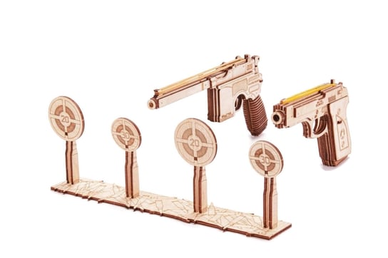WoodTrick, puzzle mechaniczne 3D Zestaw pistoletów ze strzelnicą Wood Trick