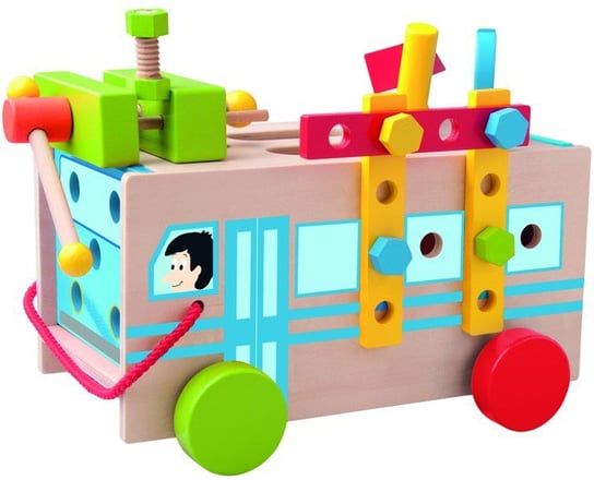 Woody, zabawka drewniana Autobus do montażu z narzędziami Woody