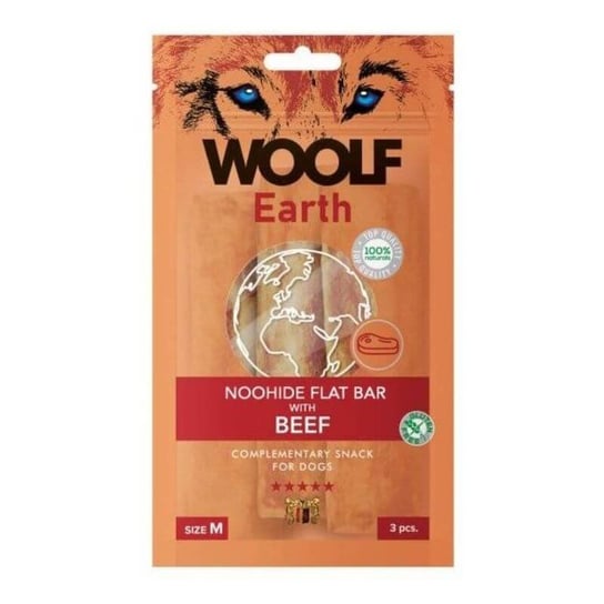 Woolf Earth Noohide Paski Z Wołowiną M 85g WOOLF