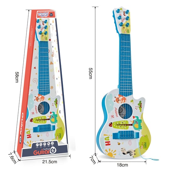 WOOPIE Gitara Akustyczna dla Dzieci Niebieska 55 cm Woopie