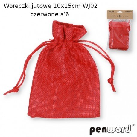 Woreczki Jutowe 10X15Cm Wj-02 Czerwone  A'6 Penword PENWORD
