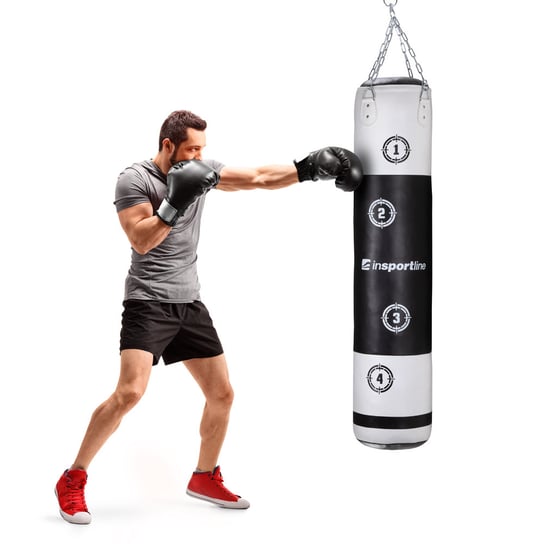 Worek bokserski treningowy inSPORTline Robkin 150x35 cm, Czarno-biały inSPORTline
