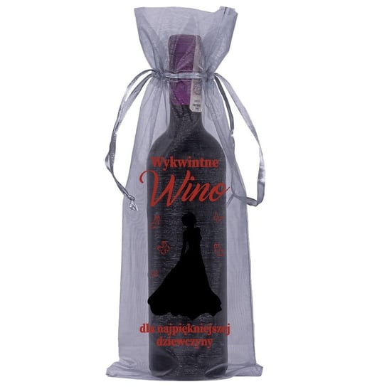 Worek Na Butelkę Organza Srebrna - Wykwintne Wino (14) Rezon
