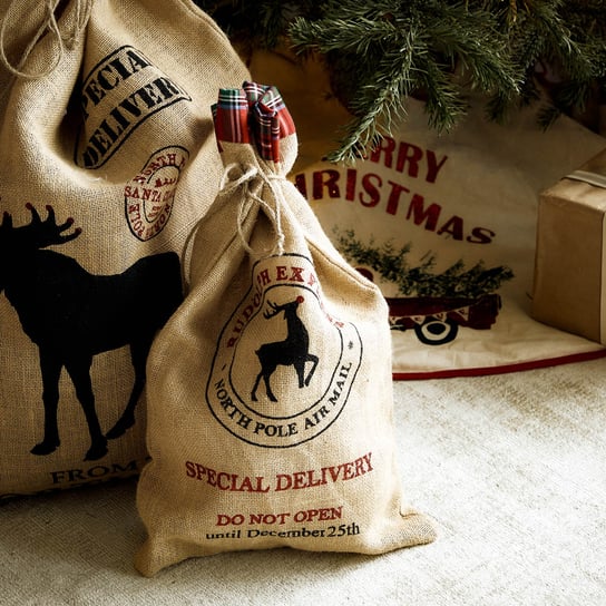 Worek świąteczny CALLAS jutowy special delivery renifer 30x50 na prezenty HOMLA Homla