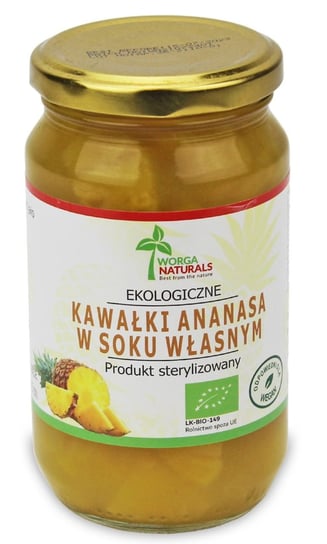 Worga naturals, Ananas kawałki w soku własnym bio, 350 g WORGA NATURALS
