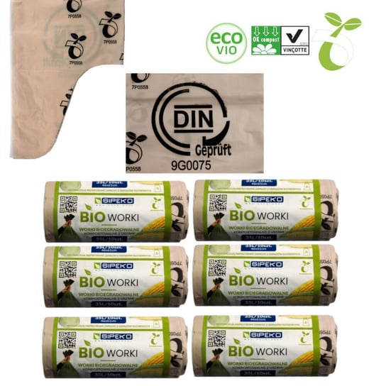 Worki biodegradowalne kompostowalne ATEST 35L 60sz Inna marka