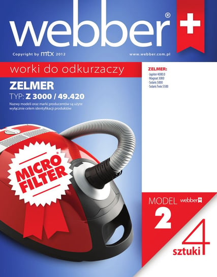 Worki do odkurzacza model 2 webber 4szt zelmer3000 Webber