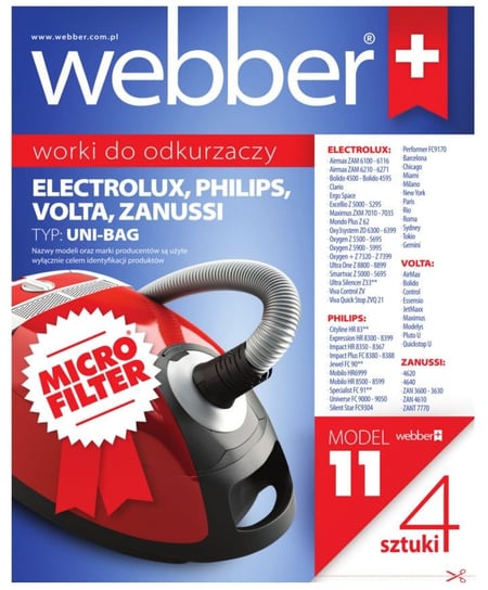 Worki do odkurzacza WEBBER (11) Philips/Electrolux Uni Bag, 4 szt. Webber