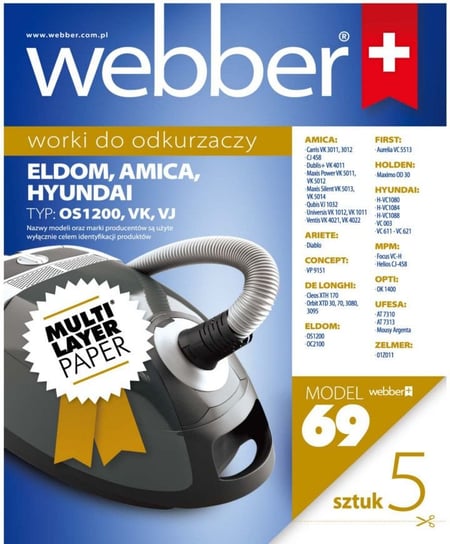Worki do odkurzacza WEBBER (69) Eldom/Amica/Hyundai, 5 szt. Webber
