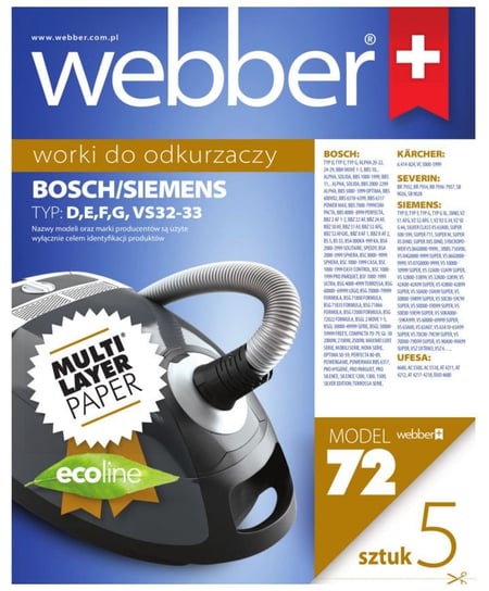 Worki do odkurzacza WEBBER (72) Electrolux/Siemens VS32, 5 szt. Webber