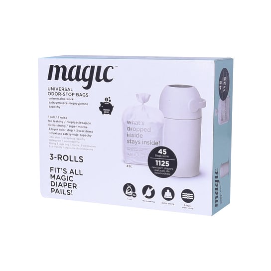 Worki Magic Na Zużyte Pieluchy, Trzywarstwowe - Gift Box 3 Rolki Magic by Marko