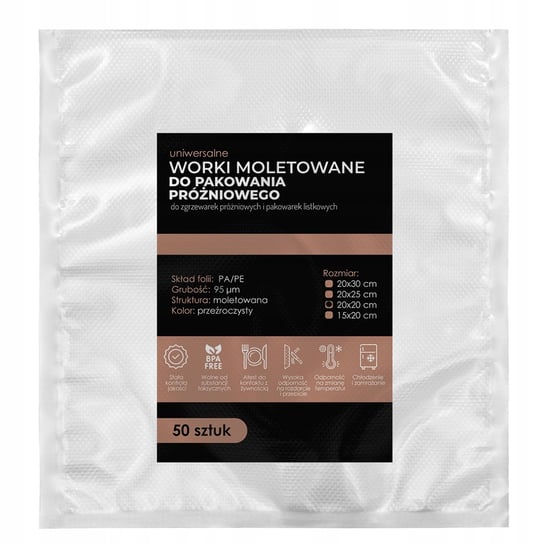 Worki Moletowane Do Pakowania Próżniowego Do Zgrzewarki 20X20 Cm 50Szt GORZKOISLODKO
