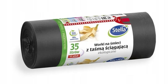 Worki na śmieci z taśmą 35L 15szt ekologiczne Stella