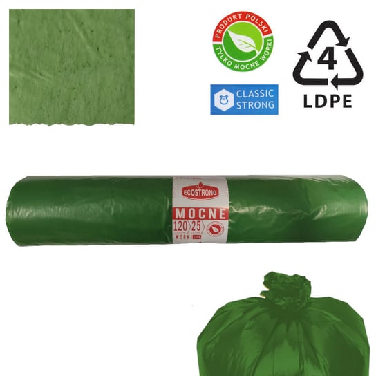 Worki na śmieci zielony 26mik LDPE 120l 25szt Sipeko