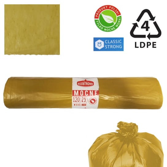 Worki na śmieci żółty 26mik LDPE 120l 25szt Sipeko