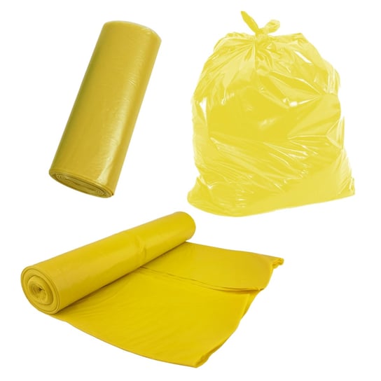 Worki Segregacji Śmieci Żółte Plastik 120L 25 Szt DOMIX