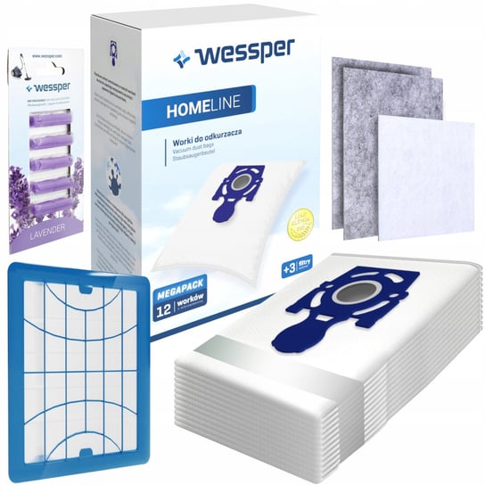 Worki Wessper Homeline Safbag Do Zelmer 12Szt + 3Xfiltr + Filtr Hepa + Zapach Lawenda Wessper