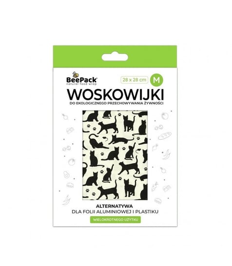 Woskowijka do przechowywania żywności, CZARNY KOT, rozmiar M (28x28cm), BeePack BeePack