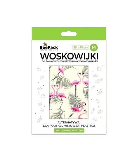 Woskowijka do przechowywania żywności, PINK FLAMINGO, rozmiar M (28x28cm), BeePack BeePack