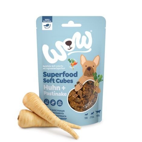 WOW Superfood Soft Cubes Huhn - kurczak z pasternakiem miękkie przysmaki dla psa (150g) WOW