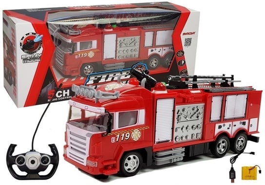 Wóz Strażacki Straż Pożarna na Radio R/C Zdalnie Sterowany Czerwony Lean Toys