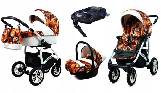 Wózek 4w1 dziecięcy BabyLux Tropical + baza Isofix BabyLux
