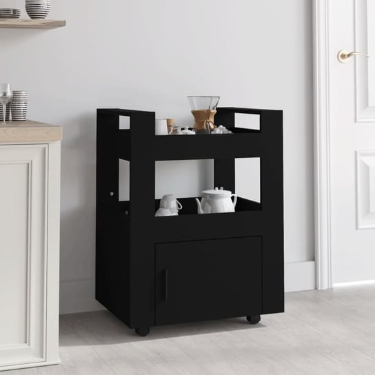 Wózek kuchenny, czarna, 60x45x80 cm, materiał drewnopochodny vidaXL