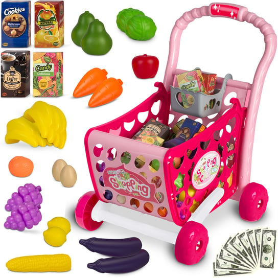 Wózek na zakupy koszyk sklepowy dla dzieci 3w1 różowy Ricokids Ricokids