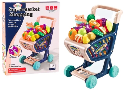 Wózek Sklepowy Dla Dzieci Warzywa Do Krojenia Granatowy Lean Toys