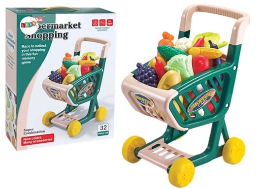 Wózek Sklepowy Dla Dzieci Zestaw Warzyw i Owoców Zielony Lean Toys