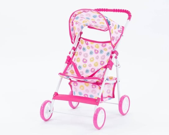 Wózek Spacerowy Dla Lalek W Kolorowe Kwiatki - Różowy Babymix