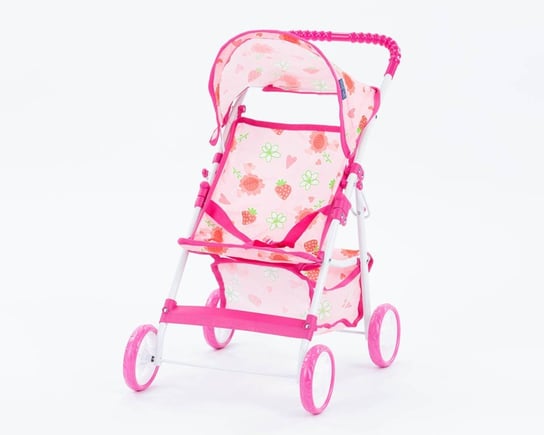 Wózek Spacerowy Dla Lalek W Truskawki I Kwiatuszki - Różowy Babymix