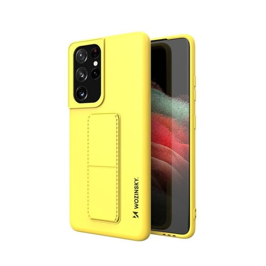 Wozinsky Kickstand Case elastyczne silikonowe etui z podstawką Samsung Galaxy S21 Ultra 5G żółty Wozinsky