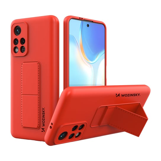 Wozinsky Kickstand Case Silikonowe Etui Z Podstawką Etui Xiaomi Poco M4 Pro 5G Czerwone Wozinsky