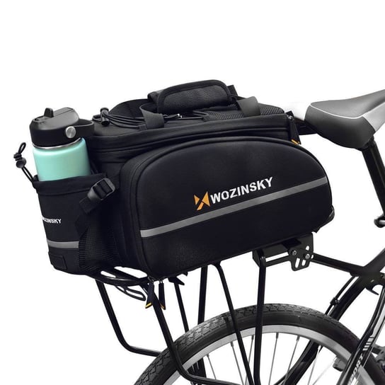 Wozinsky pojemna torba rowerowa na bagażnik 35L (pokrowiec przeciwdeszczowy w zestawie) czarny (WBB19BK) Wozinsky