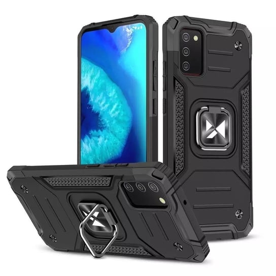 Wozinsky Ring Armor pancerne hybrydowe etui pokrowiec + magnetyczny uchwyt Samsung Galaxy A03s czarny 4kom.pl