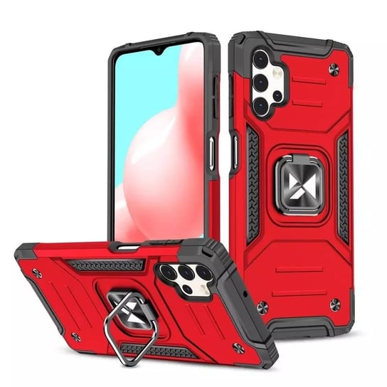 Wozinsky Ring Armor pancerne hybrydowe etui pokrowiec + magnetyczny uchwyt Samsung Galaxy A73 czerwony 4kom.pl