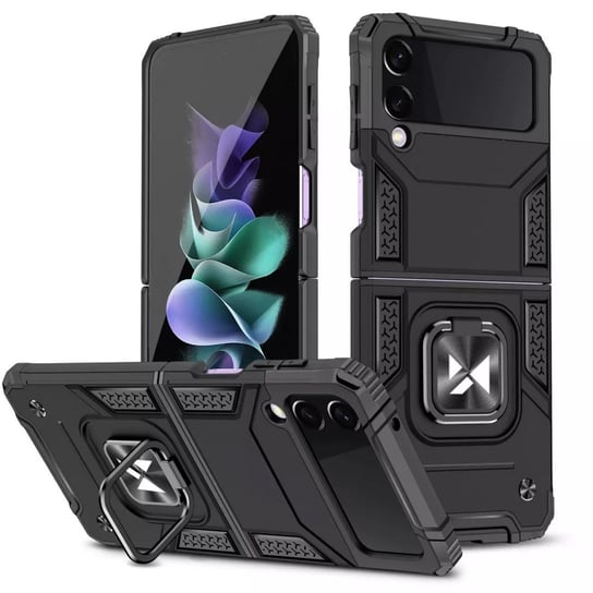 Wozinsky Ring Armor pancerne hybrydowe etui pokrowiec + magnetyczny uchwyt Samsung Galaxy Z Flip 3 czarny 4kom.pl