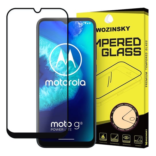 Wozinsky super wytrzymałe szkło hartowane Full Glue na cały ekran z ramką Case Friendly Motorola Moto G8 Power Lite czarny Wozinsky