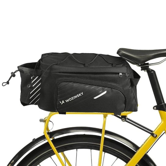 Wozinsky Torba rowerowa na bagażnik z paskiem na ramię 9L (pokrowiec przeciwdeszczowy w zestawie) czarny (WBB22BK) Wozinsky