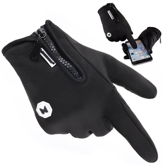 Wozinsky uniwersalne sportowe wodoodporne rękawiczki na zimę do ekranów dotykowych czarny (WTG1BK) Wozinsky