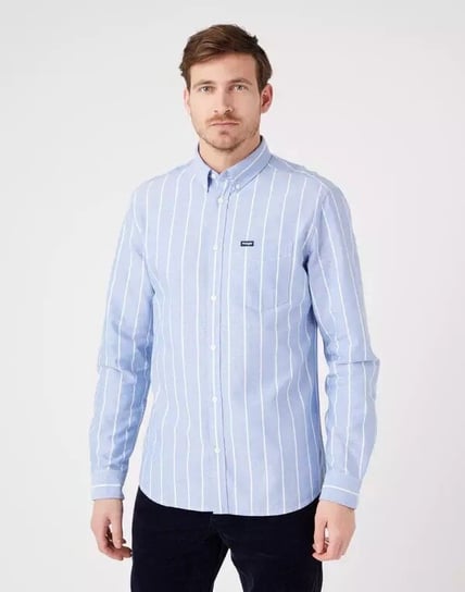 Wrangler Button Down Shirt Męska Koszula W Paski Limoges Blue W5B1Bmx50-4Xl Wrangler