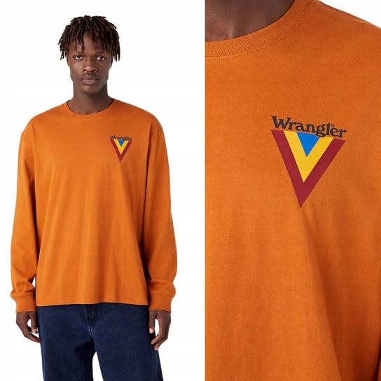 Wrangler CHEST LOGO TEE Nutmeg LUŹNA BRĄZOWA KOSZULKA DŁUGI RĘKAW LOGO XXL Wrangler